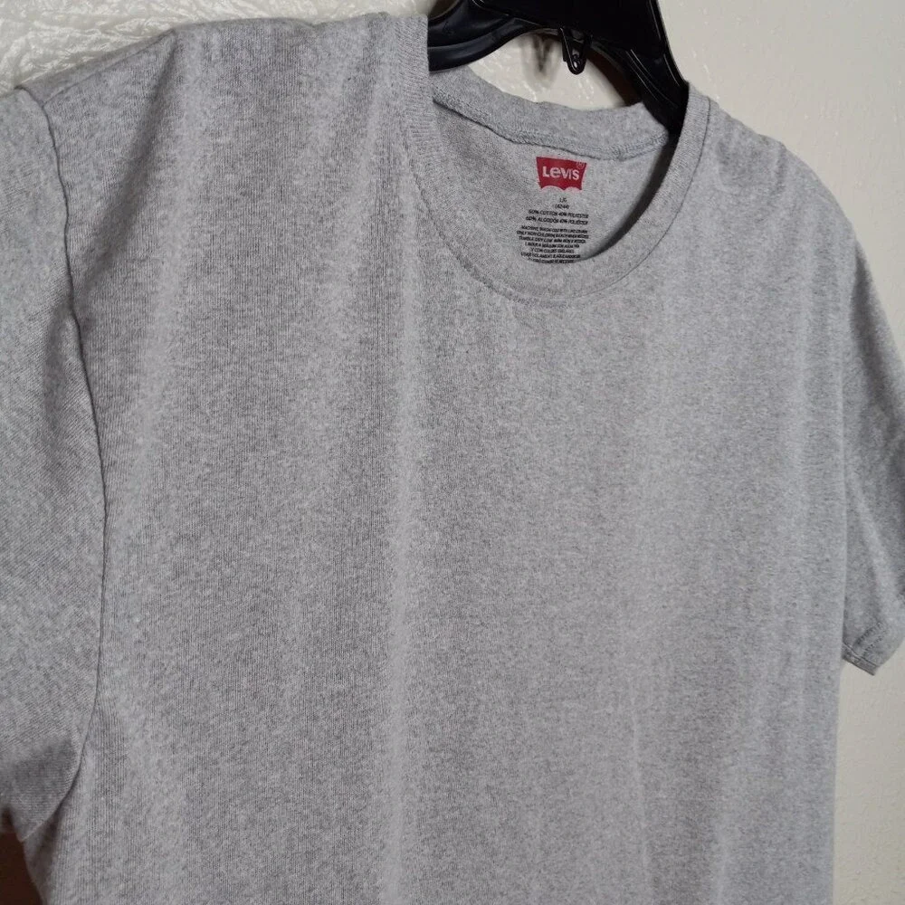 Levis Mens Heather Grey Short Sleeve Crewneck T-Shirt Large Cotton‎ Blend Basic